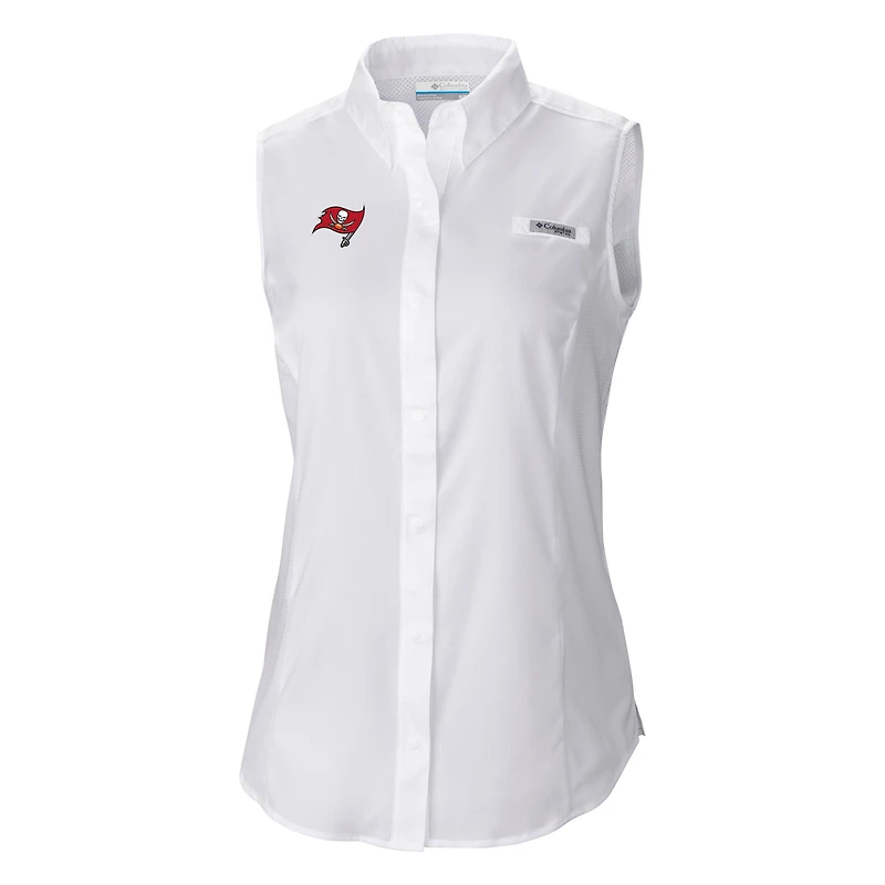 Women's Columbia  White Tampa Bay Buccaneers PFG Tamiami Omni-Shade Sleeveless Button-Up Shirt