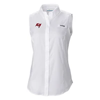 Women's Columbia  White Tampa Bay Buccaneers PFG Tamiami Omni-Shade Sleeveless Button-Up Shirt