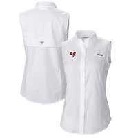 Chemise boutonnée sans manches Columbia blanche Tampa Bay Buccaneers PFG Tamiami Omni-Shade pour femme