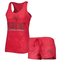 Ensemble de nuit Concepts Sport rouge Tampa Bay Buccaneers Billboard pour femmes, débardeur et short à col rond dos nageur