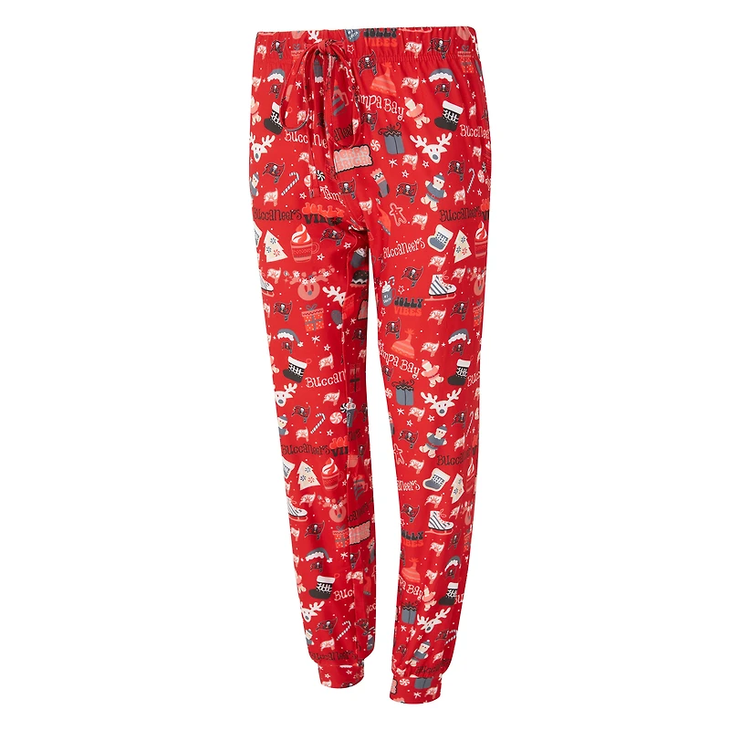 Ensemble de nuit pour femme Concepts Sport Red Tampa Bay Buccaneers Chesnut avec t-shirt à manches longues et pantalon