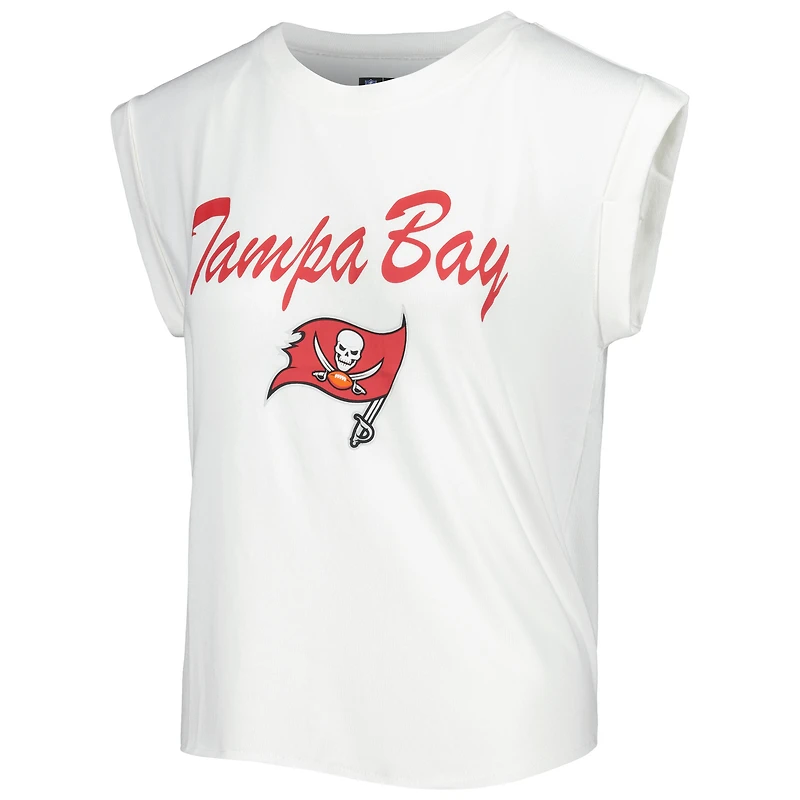 Ensemble de nuit Concepts Sport blanc/crème pour femme, haut et short en tricot des Tampa Bay Buccaneers du Montana