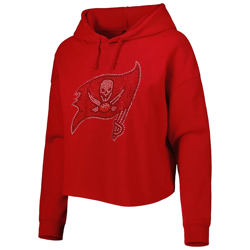 Chandail à capuchon court avec logo en cristal des Buccaneers de Tampa Bay Cuce pour femmes, rouge