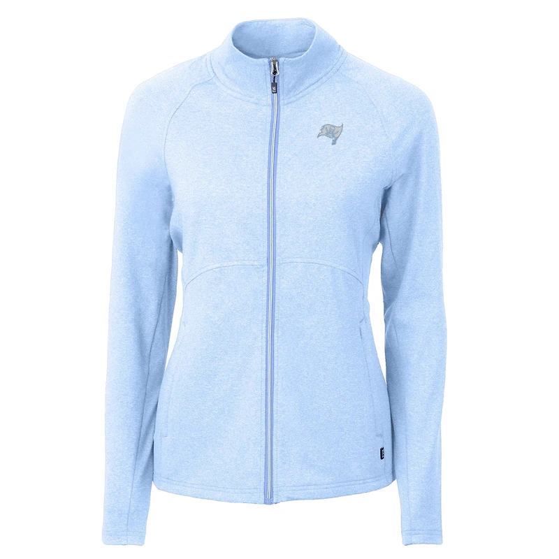 Women's Cutter & Buck Powder Blue Tampa Bay Buccaneers Adapt Eco Knit Heather Recycled Full-Zip Jacket