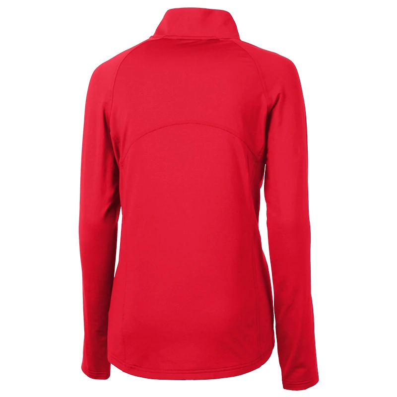 Pull-over demi-zippé en tricot extensible recyclé avec logo du casque des Tampa Bay Buccaneers pour femme Cutter & Buck rouge