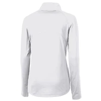 Women's Cutter & Buck White Tampa Bay Buccaneers Throwback Logo Adapt Eco Knit Stretch Recycled Half-Zip Pullover Top