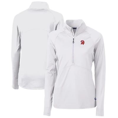 Women's Cutter & Buck White Tampa Bay Buccaneers Throwback Logo Adapt Eco Knit Stretch Recycled Half-Zip Pullover Top