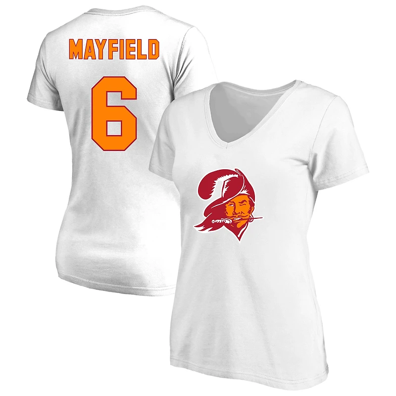 T-shirt à col rond blanc grande taille Fanatics Baker Mayfield Tampa Bay Buccaneers pour femmes