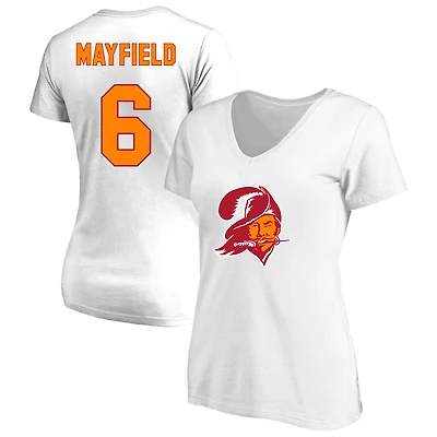T-shirt à col rond blanc grande taille Fanatics Baker Mayfield Tampa Bay Buccaneers pour femmes