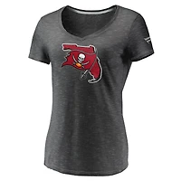 Women's Fanatics Charcoal Tampa Bay Buccaneers League Leader Space Dye V-Neck T-Shirt