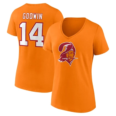 T-shirt rétro Fanatics pour femmes, Chris Godwin, des Buccaneers de Tampa Bay, avec nom et numéro joueur emblématique