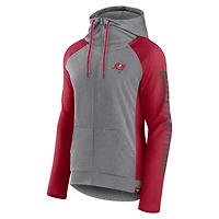 Women's Fanatics  Heather Gray/College Red Tampa Bay Buccaneers Blind Side Lightweight Full-Zip Hoodie