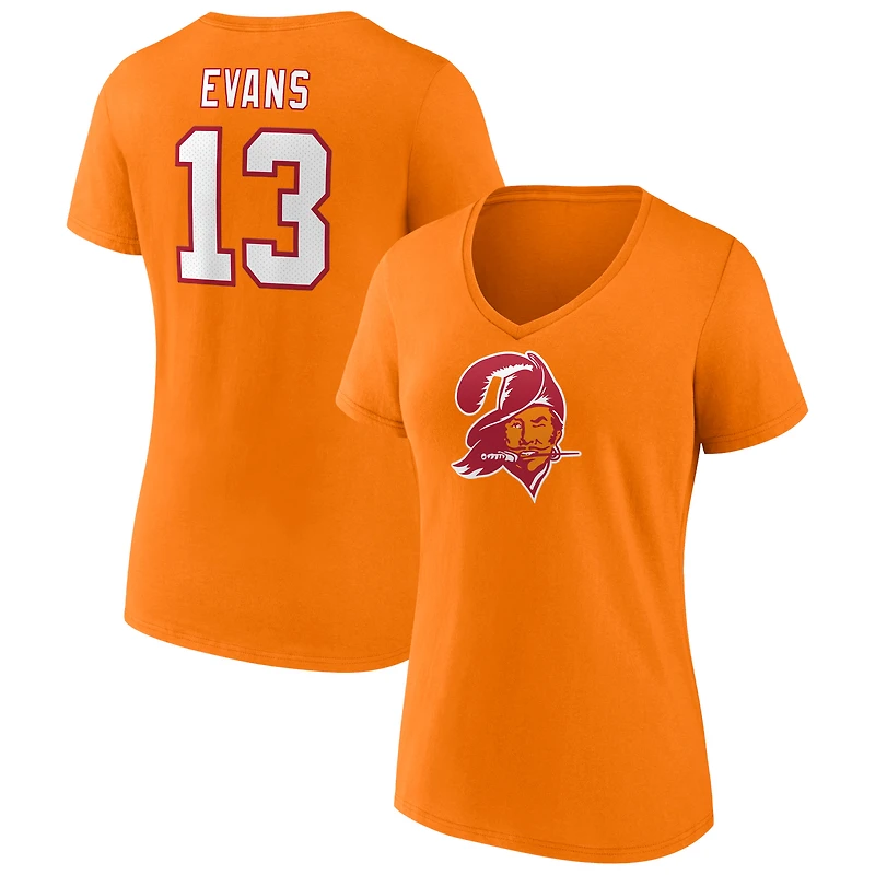 Fanatics pour femmes Mike Evans Orange Tampa Bay Buccaneers Player Icon Nom et numéro T-shirt à col en V