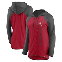 Sweat à capuche zippé Fanatics rouge/étain pour femme, Tampa Bay Buccaneers Forever Fan