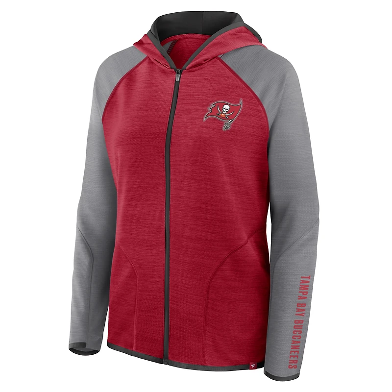 Women's Fanatics Red/Pewter Tampa Bay Buccaneers Redzone End Around Pass Raglan Full-Zip Hoodie