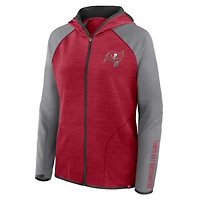 Women's Fanatics Red/Pewter Tampa Bay Buccaneers Redzone End Around Pass Raglan Full-Zip Hoodie