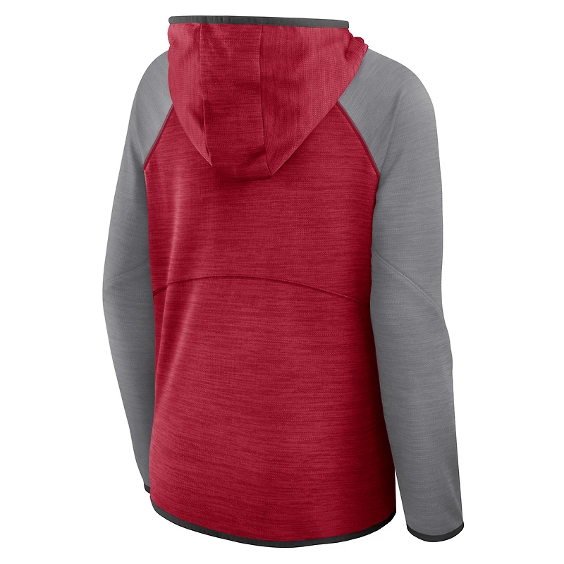 Women's Fanatics Red/Pewter Tampa Bay Buccaneers Redzone End Around Pass Raglan Full-Zip Hoodie