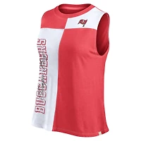 Women's Fanatics Red/White Tampa Bay Buccaneers Script Color Block Tank Top