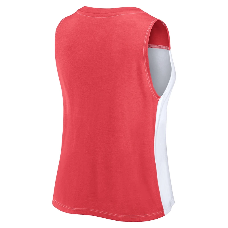 Women's Fanatics Red/White Tampa Bay Buccaneers Script Color Block Tank Top