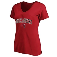 Women's Fanatics Red Tampa Bay Buccaneers Plus Arch Over Logo V-Neck T-Shirt