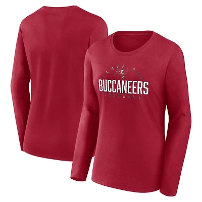 T-shirt à manches longues Fanatics pour femmes, rouge, Tampa Bay Buccaneers, grande taille, Foiled Play