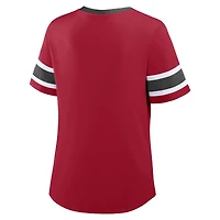 T-shirt à lacets et col en V pour femme Fanatics Red Tampa Bay Buccaneers, grande taille, Zone Athena