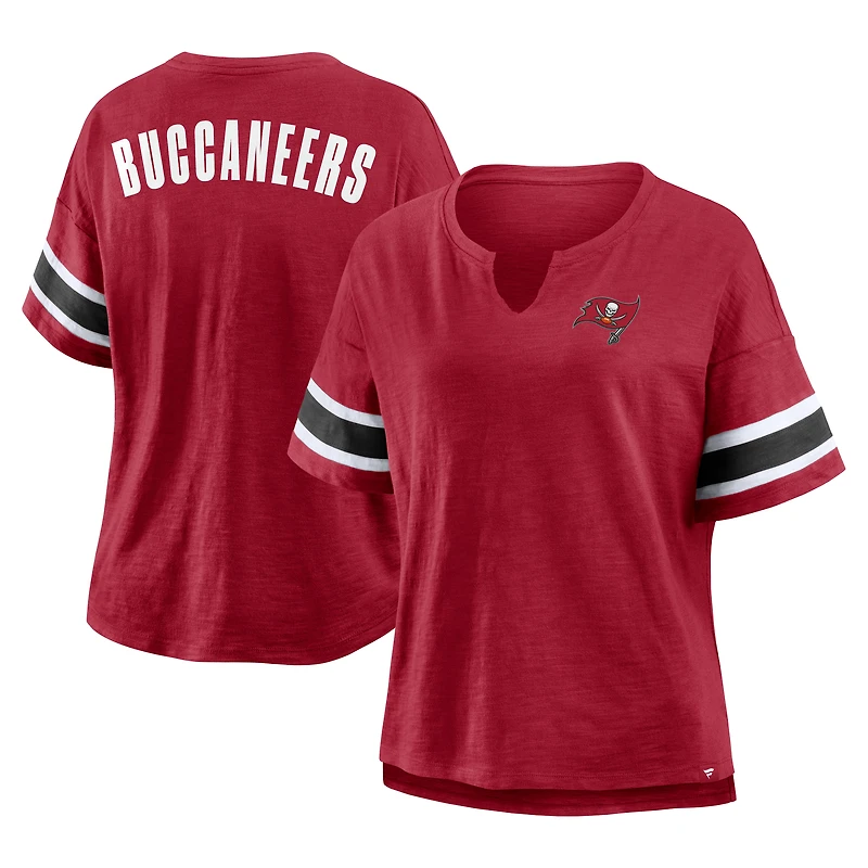 T-shirt rouge à col cranté pour femme Fanatics Tampa Bay Buccaneers, grande taille, Redzone