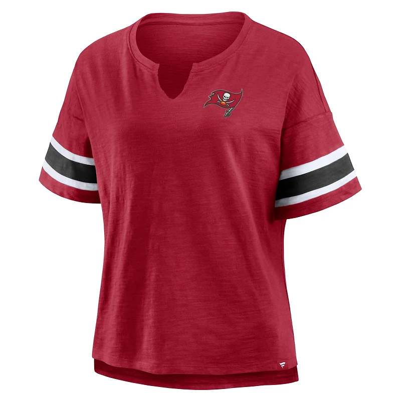 T-shirt rouge à col cranté pour femme Fanatics Tampa Bay Buccaneers, grande taille, Redzone