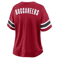 T-shirt rouge à col cranté pour femme Fanatics Tampa Bay Buccaneers, grande taille, Redzone