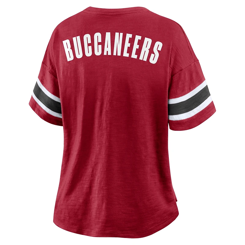 T-shirt rouge Fanatics pour femme, motif Redzone Curl Route des Tampa Bay Buccaneers