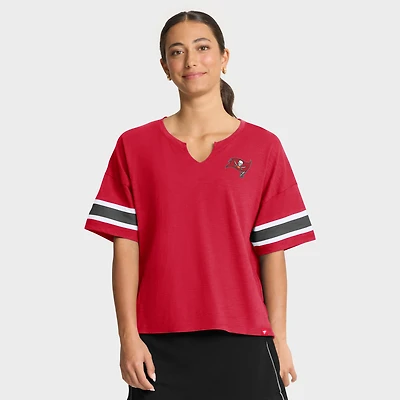 T-shirt rouge Fanatics pour femme, motif Redzone Curl Route des Tampa Bay Buccaneers