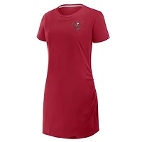 Robe t-shirt drapée froncée rouge Fanatics pour femme des Tampa Bay Buccaneers