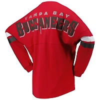 Women's Fanatics Red Tampa Bay Buccaneers Spirit Jersey Lace-Up V-Neck Long Sleeve T-Shirt