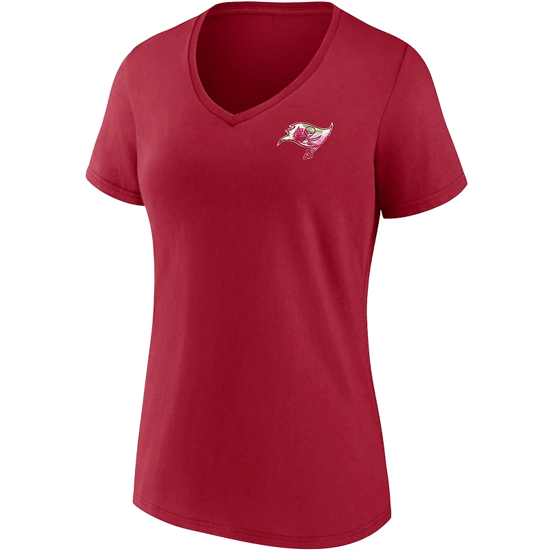 T-shirt à col en V de l'équipe Fanatics Red Tampa Bay Buccaneers pour femmes, fête des mères