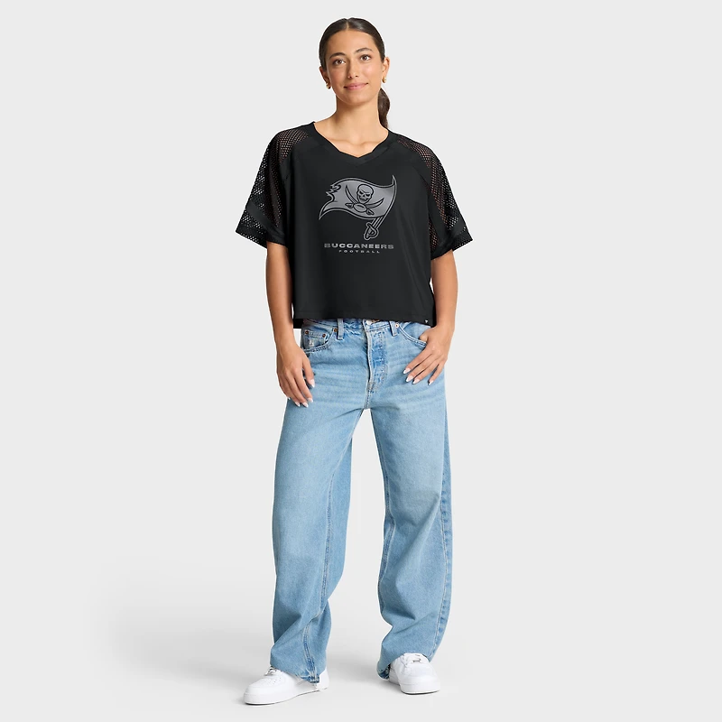 Women's Fanatics Tampa Bay Buccaneers Oversized Raglan V-Neck Blackout Fashion Jersey