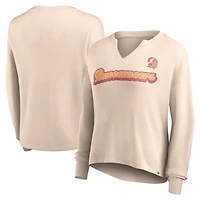 Women's Fanatics Tan Tampa Bay Buccaneers Go For It Notch Neck Waffle Knit Lightweight Long Sleeve T-Shirt