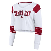 Women's Fanatics  White Tampa Bay Buccaneers Stretch Cropped Fashion Long Sleeve T-Shirt
