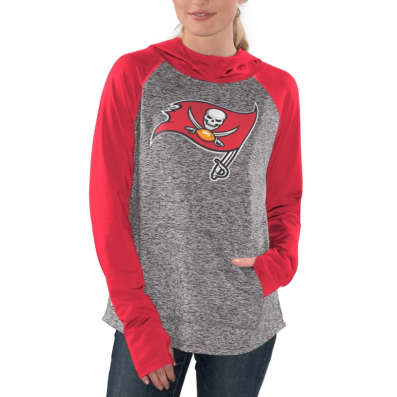 Sweat à capuche pour femme G-III 4Her by Carl Banks Heathered Grey/Red Tampa Bay Buccaneers Championship Ring