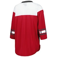 T-shirt à lacets manches 3/4 pour femme G-III 4Her by Carl Banks Rouge/Blanc Tampa Bay Buccaneers Double Team