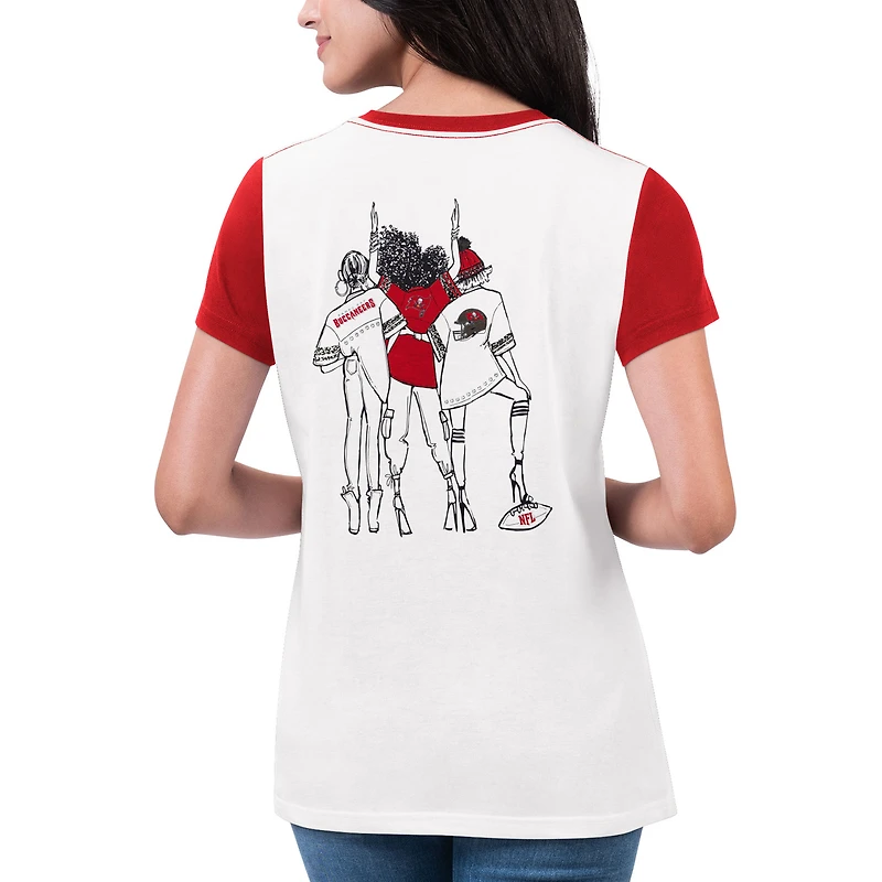 T-shirt pour femme G-III 4Her by Carl Banks Blanc/Rouge Tampa Bay Buccaneers Fashion Illustration