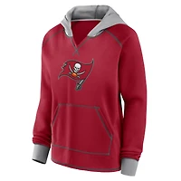 Sweat à capuche col en V molleton Boom des Buccaneers de Tampa Bay pour femme avec logo rouge athlétique