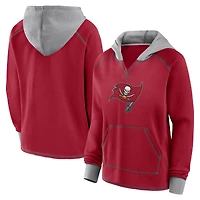 Sweat à capuche col en V molleton Boom des Buccaneers de Tampa Bay pour femme avec logo rouge athlétique