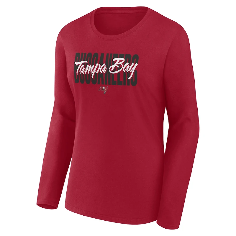 T-shirt à manches longues rouge athlétique avec logo des Buccaneers de Tampa Bay pour femme
