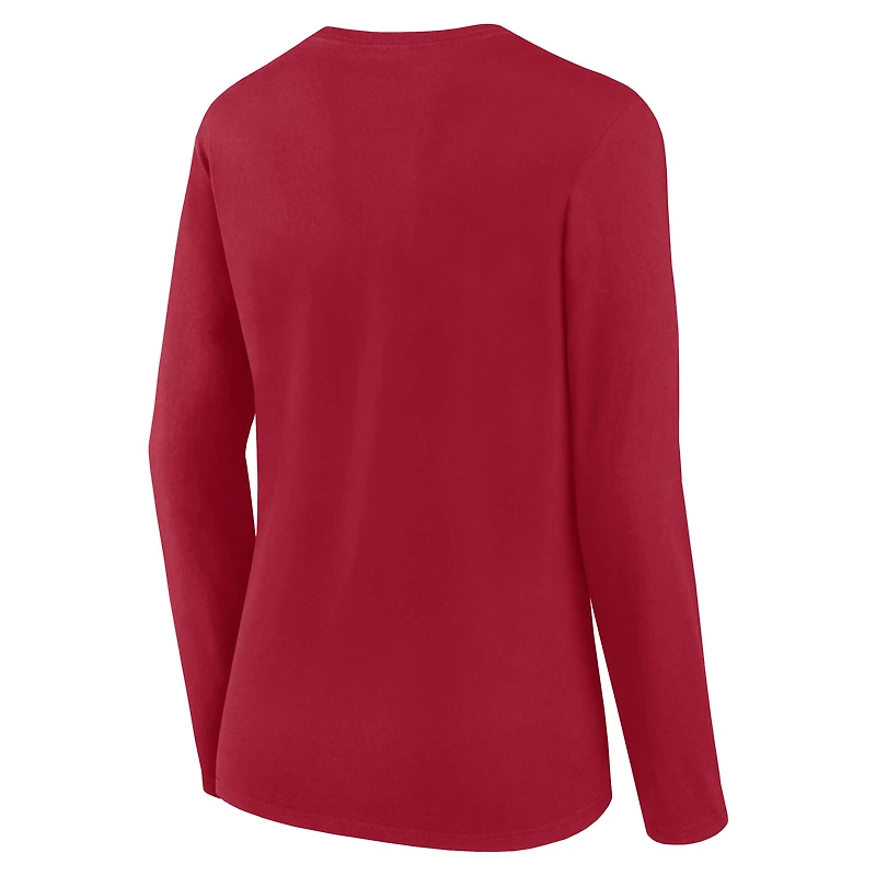 T-shirt à manches longues rouge athlétique avec logo des Buccaneers de Tampa Bay pour femme