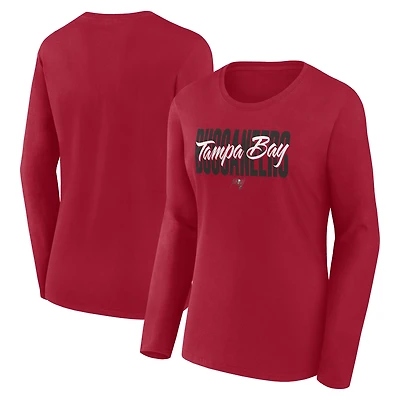 T-shirt à manches longues rouge athlétique avec logo des Buccaneers de Tampa Bay pour femme