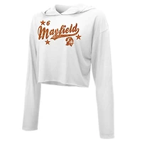 Sweat à capuche Majestic Threads Baker Mayfield blanc Tampa Bay Buccaneers paillettes pour femme