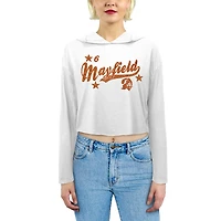 Sweat à capuche Majestic Threads Baker Mayfield blanc Tampa Bay Buccaneers paillettes pour femme