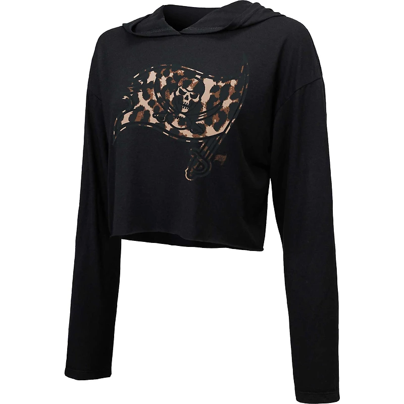 Majestic Threads Sweat à capuche court léopard Tampa Bay Buccaneers noir pour femme
