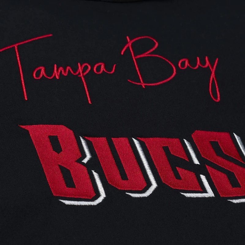 Women's Mitchell & Ness Black Tampa Bay Buccaneers EST. 1976 Mechanic Cropped Full-Zip Jacket