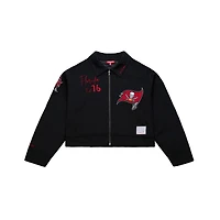 Veste courte zippée Mitchell & Ness noire Tampa Bay Buccaneers EST. 1976 pour femme